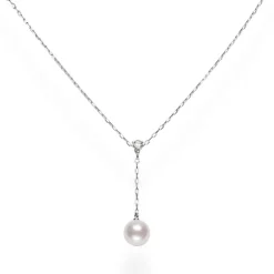 Akoya Cultured Pearl and Diamond Drop Pendant