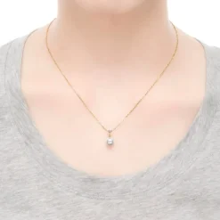 Akoya Cultured Pearl and Diamond Pendant in 18K Yellow Gold