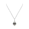 Classic Black Sea Pearl and Diamond Pendant in 18K White Gold