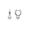Classic Elegance Akoya Cultured Pearl Hoop Earrings in 18K White Gold
