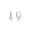 Classic Elegance Akoya Cultured Pearl and White Diamond Earrings - Pink Gold