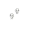 Cultured Pearl and Diamond Stud Earrings - Mikimoto