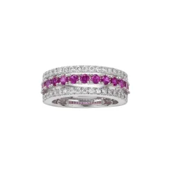 Diamond and Ruby Ring in 18K White Gold
