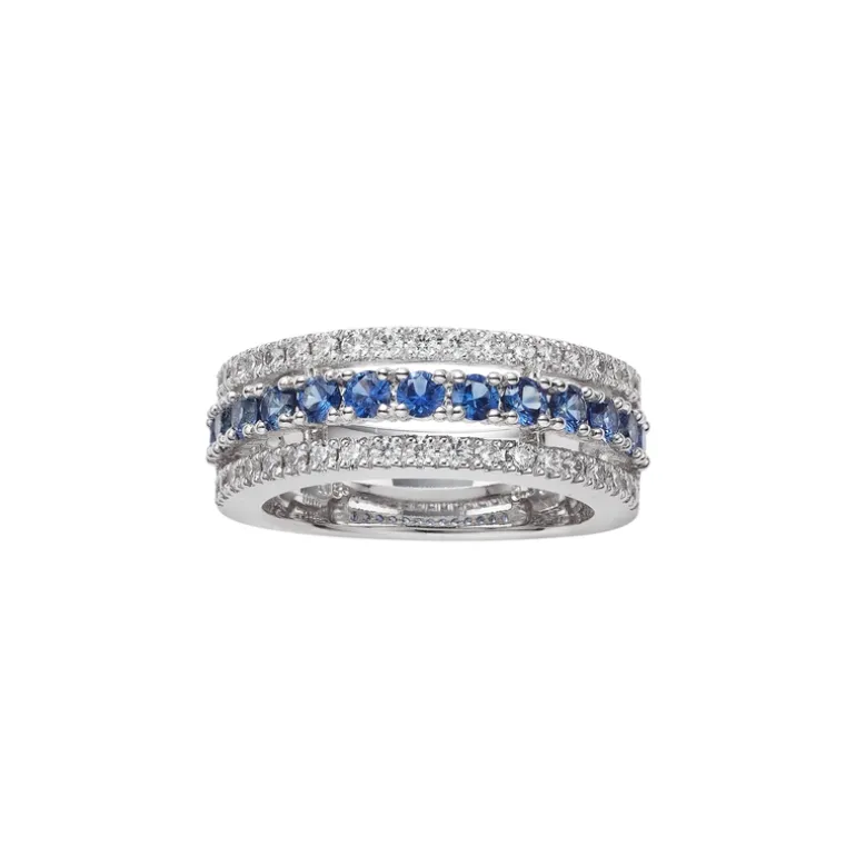 Diamond and Sapphire Ring in 18K White Gold