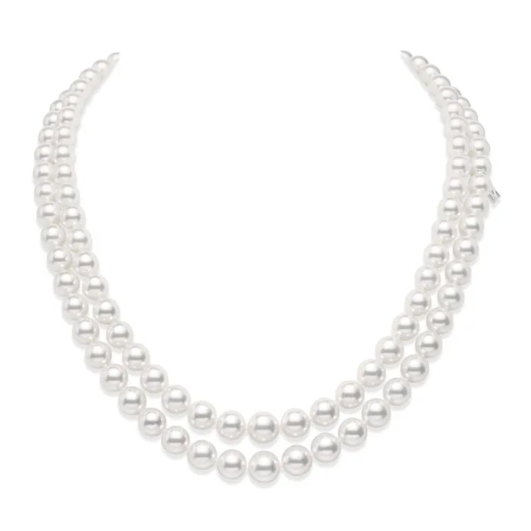 Everyday Essentials 18" Akoya Cultured Pearl Graduated Double Strand – 18K White Gold Clasp