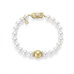Fusion Akoya and Golden South Sea Cultured Pearl Bracelet With Diamond Rondelles