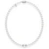 Fusion Akoya and White South Sea Cultured Pearl Strand with Diamond Rondelles
