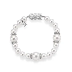 Fusion Akoya and White South Sea Cultured Pearl Bracelet with Diamond Rondelles