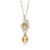 Golden South Sea Cultured Pearl and Opal Pendant