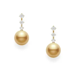 Golden South Sea Cultured Pearl and Diamond Earrings