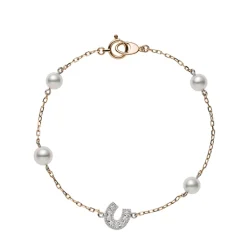 Horseshoe Akoya Cultured Pearl and Diamond Bracelet