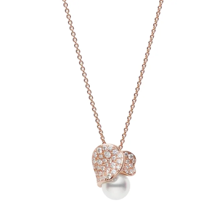 Les Pétales Place Vendôme Akoya Cultured Pearl Pendant in 18K Pink Gold