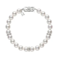 Akoya Cultured Pearl and Diamond Bracelet in 18K White Gold