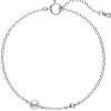 Akoya Cultured Pearl and Diamond Station Bracelet in 18K White Gold