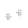 Akoya Cultured Pearl and Diamond Cluster Earrings in 18K Yellow Gold