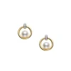Akoya Cultured Pearl and Diamond Circle Earrings