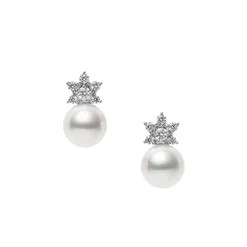 Akoya Cultured Pearl and Diamond Earrings