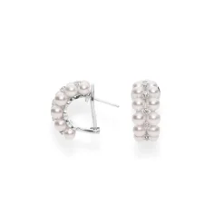 Akoya Cultured Pearl and Diamond Cluster Earrings