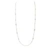 Akoya Cultured Pearl and Diamond Station Collection Necklace in 18K Yellow Gold – 31 Inch