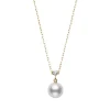 Akoya Cultured Pearl and Diamond Pendant in 18K Yellow Gold