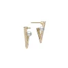 Akoya Cultured Pearl and Diamond V Code Earrings in 18K Yellow Gold