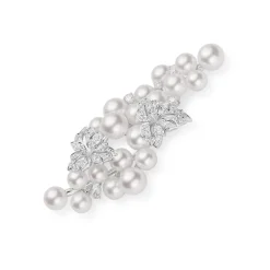 Akoya Cultured Pearl and Diamond Brooch