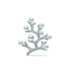 Akoya Cultured Pearl and Diamond Brooch