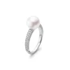 Akoya Cultured Pearl and Diamond Ring in White Gold