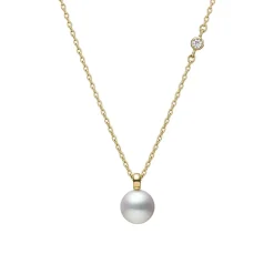 Akoya Cultured Pearl and Diamond Pendant in 18K Yellow Gold