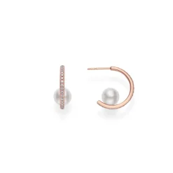 Akoya Cultured Pearl and Diamond Earrings - 18K Rose Gold