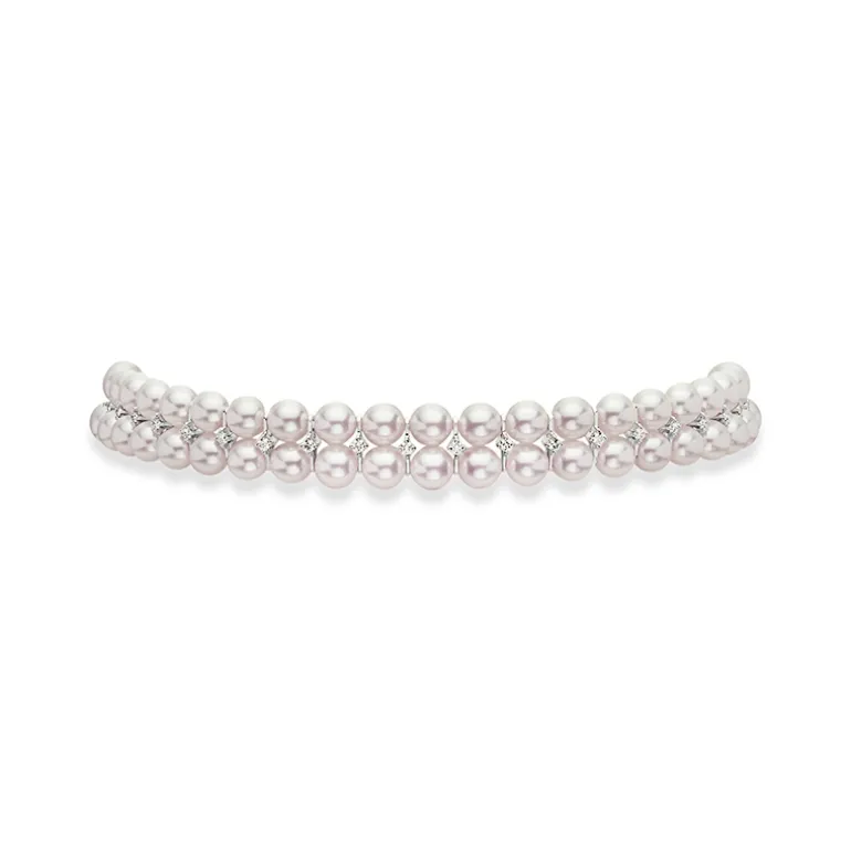Akoya Cultured Pearl and Diamond Choker Necklace