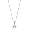 Akoya Cultured Pearl and Diamond Pendant Necklace in 18K White Gold