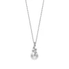 Akoya Cultured Pearl and Diamond Drop Pendant in 18K White Gold