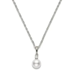 Akoya Cultured Pearl and Diamond Pendant – 18K White Gold