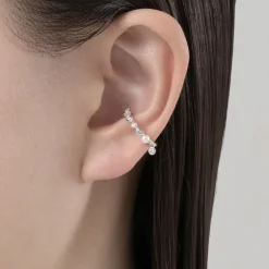 Akoya Cultured Pearl and Diamond Ear Cuff in 18K White Gold