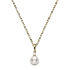Akoya Cultured Pearl and Diamond Pendant – 18K White Gold