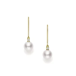 Akoya Cultured Pearl Drop Earrings in 18K Yellow Gold