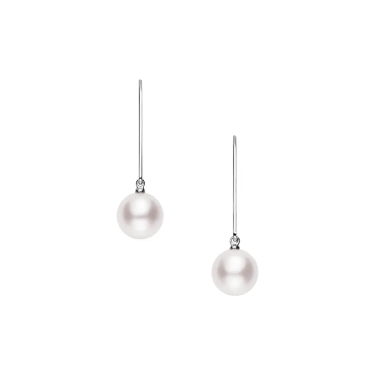 Akoya Cultured Pearl Earrings in 18K White Gold