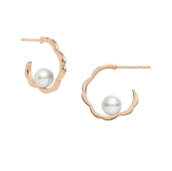 Akoya Cultured Pearl Earrings in Pink Gold