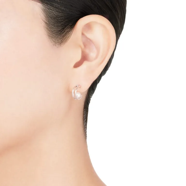 Akoya Cultured Pearl Earrings in 18K White Gold