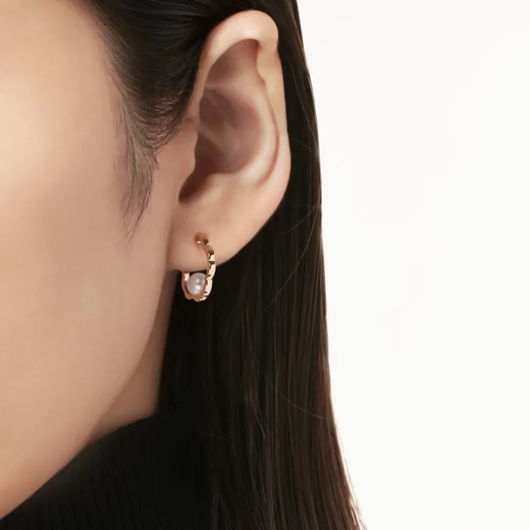 Akoya Cultured Pearl Earrings in Pink Gold
