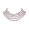 Akoya Cultured Pearl Five Row Strand Necklace with Diamond Clasp