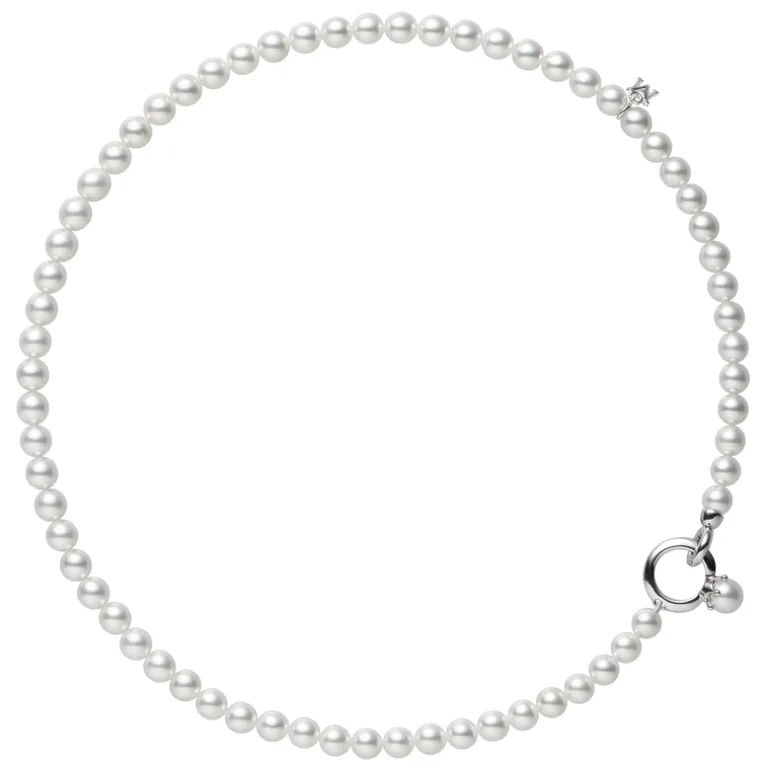 Akoya Cultured Pearl Necklace with Platinum-Plated Sliver Clasp
