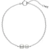 Akoya Cultured Pearl Station Bracelet in 18K White Gold