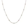 Akoya Cultured Pearl Station Necklace in Pink Gold