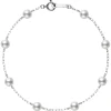 Akoya Cultured Pearl Station Bracelet in White Gold