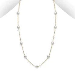 Akoya Cultured Pearl Station Necklace - 18K Yellow Gold