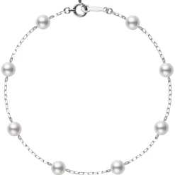Akoya Cultured Pearl Station Bracelet in White Gold