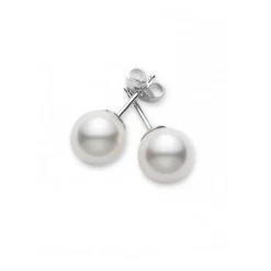 Akoya Cultured Pearl Stud Earrings in White Gold