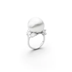 Baroque South Sea Cultured Pearl and Diamond Ring